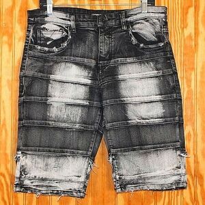 Legendary Status Distressed Black Wash Denim Shorts - Size 32